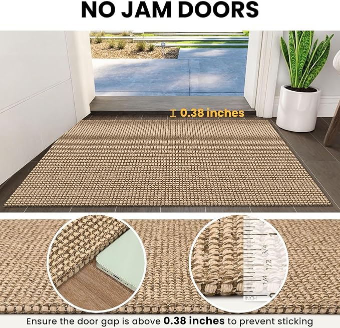 IOHOUZE Washable Exrea Long Hallway Runner Rug 3x18 Non Slip Rubber Backed Kitchen Runner Entryway Runner Indoor, Woven Rugs Floor Carpet for Kitchen Hall Entryway Stair, Orange/Tan/Brown