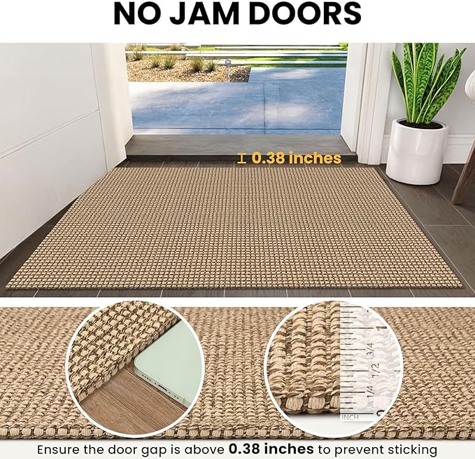 IOHOUZE Washable Area Rug 4x6 Non Slip Rubber Backed Woven Indoor Outdoor Rugs for Entryway Bedroom Rug Kitchen Floor Throw Carpet for Entrance Living Room, Orange/Tan/Brown