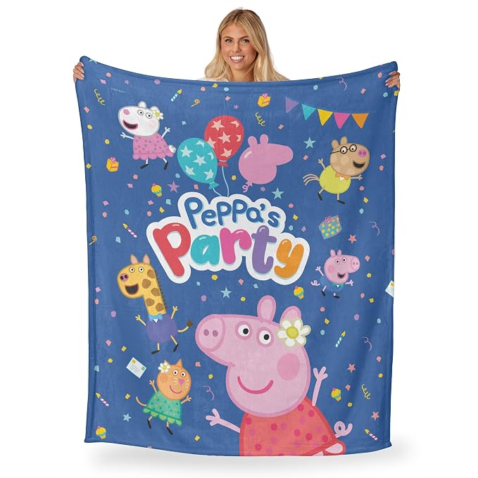 Northwest Hasbro Peppa Pig Silk Touch Throw Blanket, 50 x 60 inches, Peppas's Party