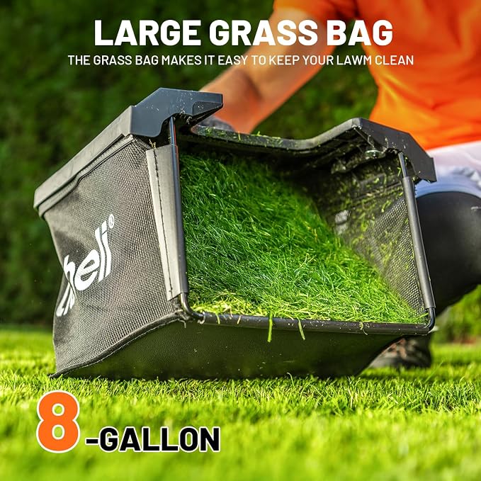 Litheli 13 Inch Electric Lawn Mower Cordless,Grass Cutter Machine for 2600 Sq.Ft. Lawnmower, 8 Gallon Capacity, Cutting Height from 1 to 2.5 in, Includes 2X4.0 Ah Battery.
