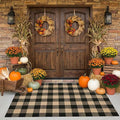 Buffalo Plaid Outdoor Rug 4x6 Ft Coffee and Black Checkered Area Rug Washable Indoor Outdoor Rugs for Entryway,Hallway, Kitchen, Living Room, Dining Room, Bedroom