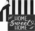 Geelin 2 Pcs 30'' x 18'' Doormat 43'' x 27.5'' Black and White Layered Rug for Front Door Mat Outside Entrance Welcome Door Mats for Indoor Outdoor Entryway Porch Decor(Stripe Home Sweet Home)