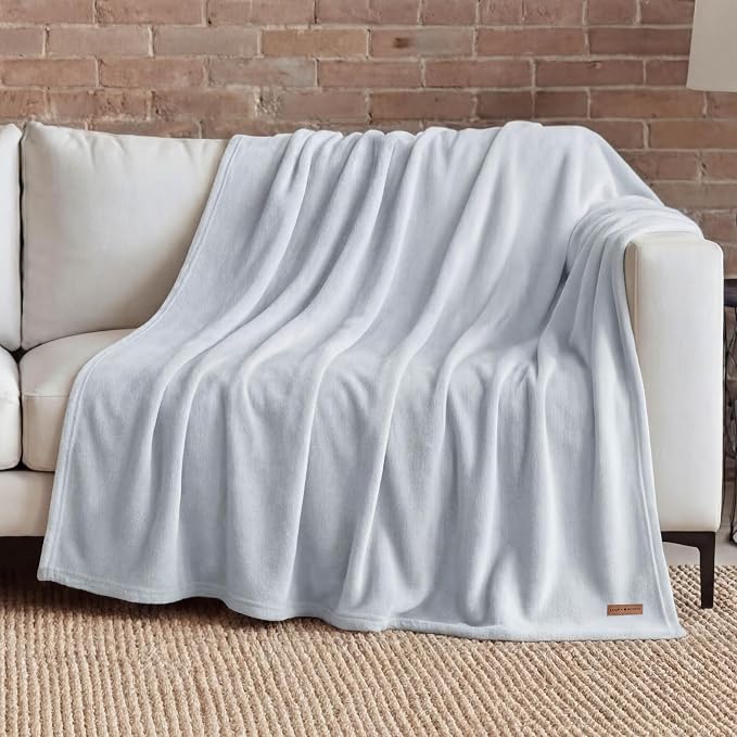 Lucky Brand Solid Plush 50"X70" Throw Blanket, Light Blue - Soft, Cozy, and Timeless Comfort