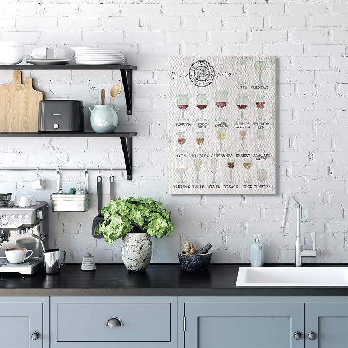 Stupell Industries Wine Glasses Chart Kitchen, 24 x 30 Inch Canvas Wall Art | Stupell Industries | 24 x 30 Inches, Easy to Hang and Sturdy, Made in USA, by Lil' Rue
