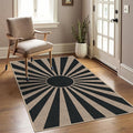 Easy Jute 3x5 Black Sun Area Rug,Washable Entryway Rug, Modern Boho Door Carpet,Neutral Non-Slip Outdoor Indoor Farmhouse Rug for Living Room Kitchen Patio Bedroom