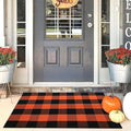 Buffalo Plaid Outdoor Rug 27.5" x 43" Orange and Black Checkered Area Rug Halloween Washable Doormats Fall Indoor Outdoor Rugs for Layered Front Door Mats, Porch, Entryway, Kitchen, Farmhouse
