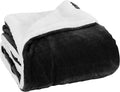 Elegant Comfort Luxury Ultra-Plush Velvet Touch Fleece Throw Soft, Warm, Cozy| Micromink Sherpa-Backing Reversible Blanket for Bed, Sofa and Couch, Solid Black