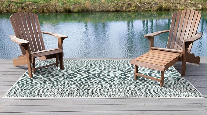 Unique Loom Outdoor Collection Area Rug - Cape Town (6' 1' x 9' Rectangle, Teal/ Ivory)
