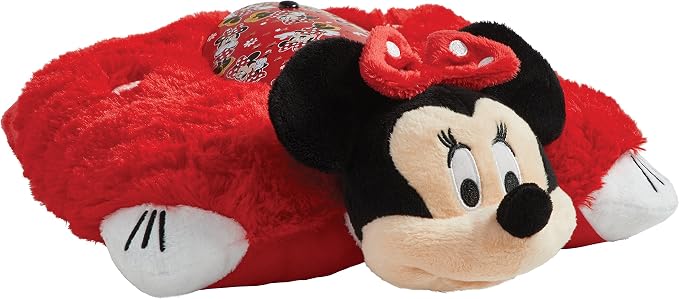 Pillow Pets Disney Minnie Mouse, 11" Sleeptime Lite | Plush Pillow and Night Light in One, Projects Rainbow Stars, 3 Light Modes, 20-Minute Auto-Off Timer, BPA Free