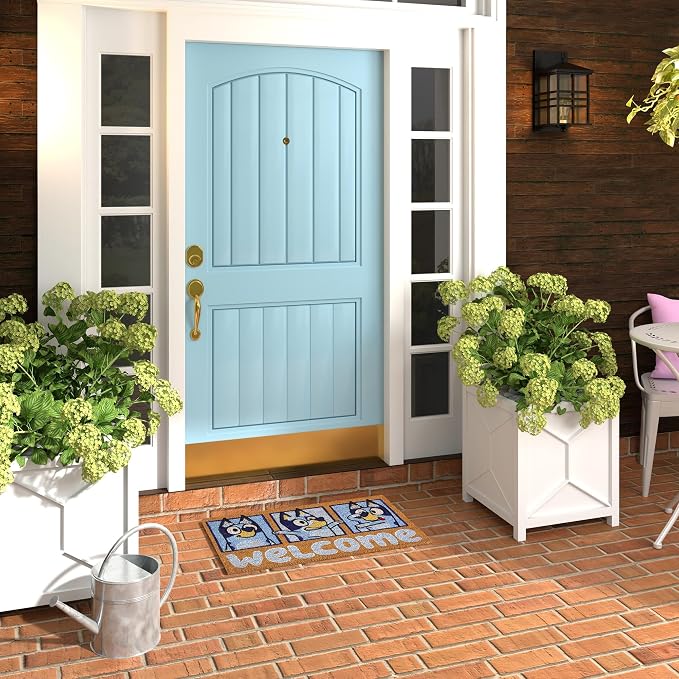 Gertmenian Bluey Coir Doormat - 2x3 Welcome Mat (2-Pack), Ideal for High Traffic Areas in Front Door, Garage, Entryway - Hi/Bluey Patch, 80072