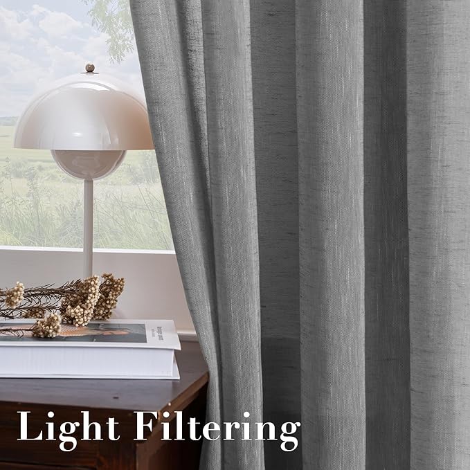 H.VERSAILTEX Linen Semi Sheer Curtains 63 Pair Set Linen Textured Sheer - Image 5