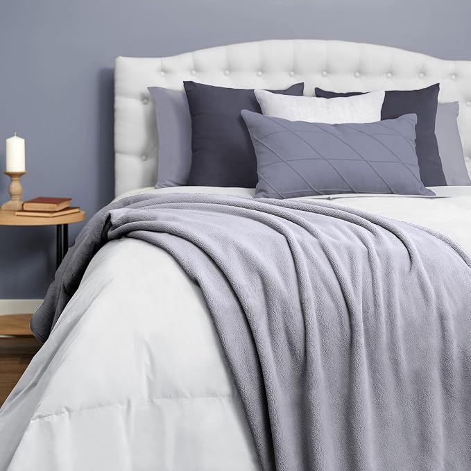 NORTHWEST Ashford Home Cozy Warmwell Blanket Lunar Rock Grey Twin Size 60 x 80 inches