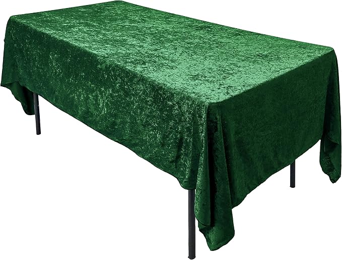 AK TRADING CO. Lush Panne Velvet Tablecloth - 60 x 102 Inch Rectangular Table Cover | Great for Buffet Table, Parties, Holiday Dinner, Wedding & Baby Shower (Hunter Green, 60 x 102 Inch)