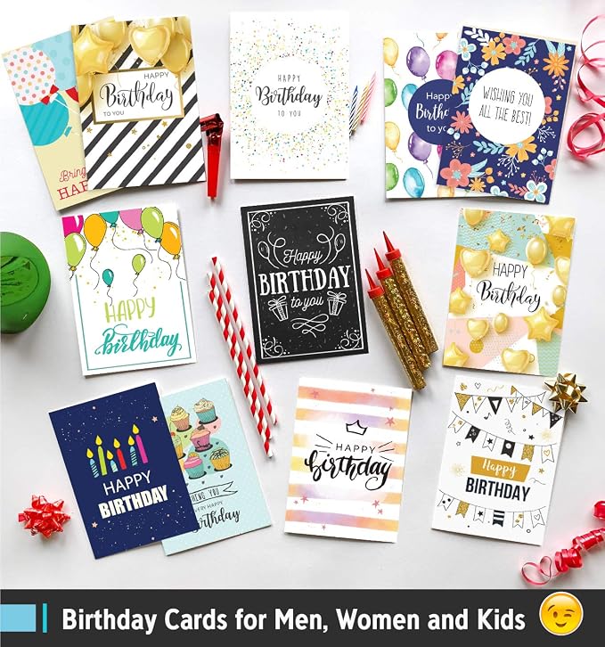 Office Birthday Cards for Employees & Coworkers 5x7 – Happy Birthday Cards Assortment, Bulk Birthday Cards with Envelopes, Professional Greeting Messages Inside, 60-Count Box Variety