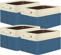 BALEINE 4 Pack Fabric Closet Storage Bins for Shelves, Linen Closet Organizers and Storage, Decorative Baskets for Organizing, Shelf, Clothes, Home, Office (Navy Blue, 12"x8"x8")