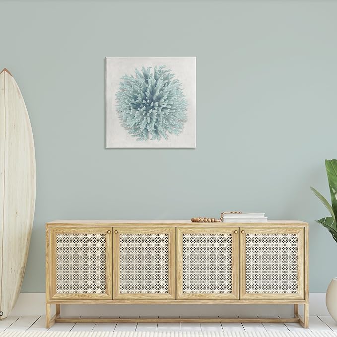 Stupell Industries Coral Ball Blue Sea Beach, 30 x 30 Inch Canvas Wall Art | Stupell Industries | 30 x 30 Inches, Easy to Hang and Sturdy, Made in USA, by Caroline Kelly
