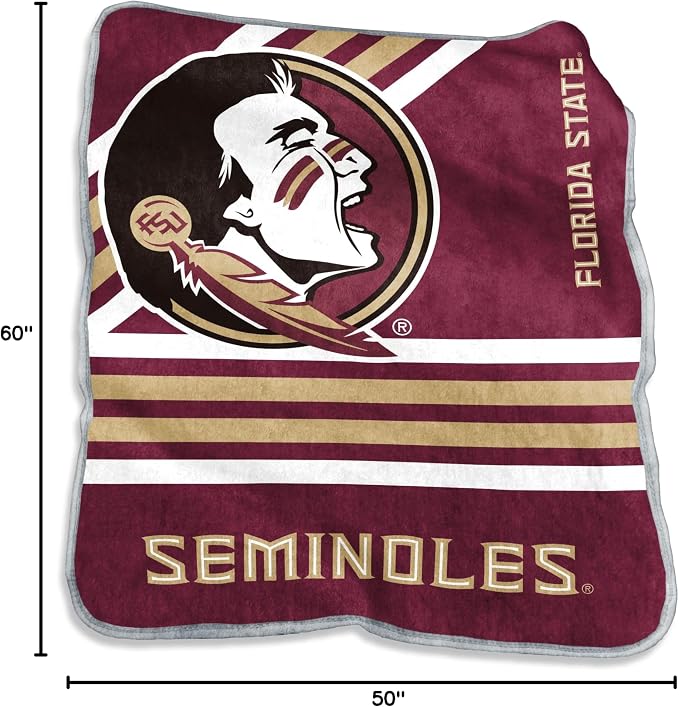 Logo Brands NCAA Raschel Throw Blanket – 50 x 60 Soft Fleece Blanket, Officially Licensed Collegiate Design, Cozy Throw for Tailgating, Game Day, & Home Décor