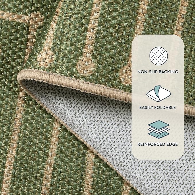 Lahome Green Runner Rug, 2x8 Washable Runner Rug for Kitchen Hallway | Farmhouse Rhombus Low Pile Non Shedding Indoor Outdoor Carpet for Entryway Laundry Room