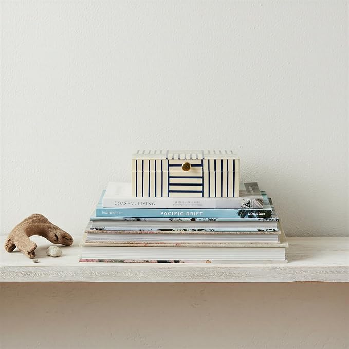 Bloomingville Midnight Blue & White Striped Resin Storage Box