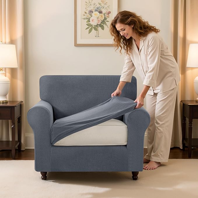 SUBRTEX 3 Pieces Stretch Sofa Slipcover Sets Couch Cover Sets Backrest Cushion Covers Furniture Protector Collection Set for Oversize Sofa Loveseat Chair Slip Covers(Small, Gray)