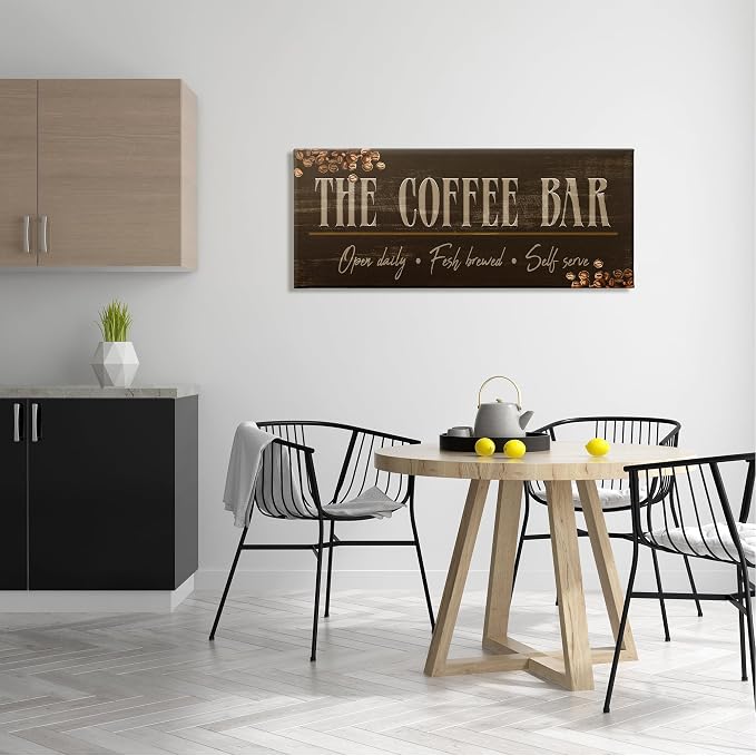 Stupell Industries 'Rustic Coffee Bar Sign'| Canvas Art | Stupell Industries | 48 x 20 Inches, Easy to Hang and Sturdy, Made in USA, by Kim Allen