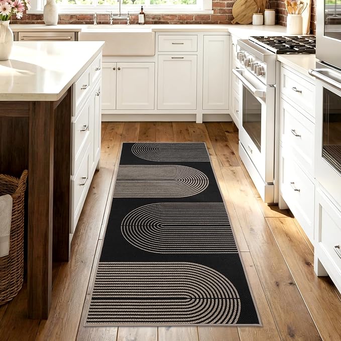 GarveeHome Modern Rainbow Easy Jute Runner Rug, 2x6 Rug for Hallways - Non-Slip Indoor Outdoor Carpet, Washable for High Traffic Laundry Room, Kitchen, Entryway