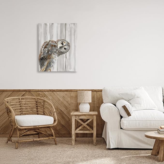 Stupell Industries Peeking Owl Gaze Woodland, 16 x 20 Inch Canvas Wall Art | Stupell Industries · By Patti Mann · Ready to hang · Printed in Johnston · Rhode Island · Made in USA