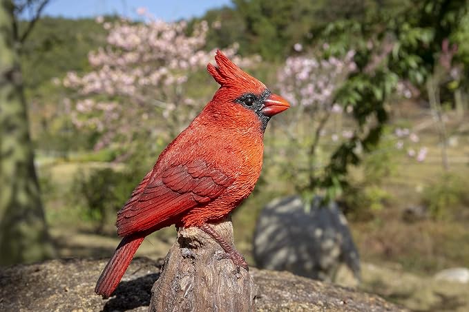 Tocca Hi-Line Gift Motion Activated Singing Cardinal Standing ON Stump, Red
