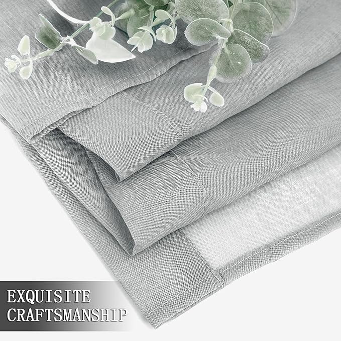 Tollpiz Sheer Curtains Bedroom Linen Textured Curtain Sheers Light Filtering - Image 7