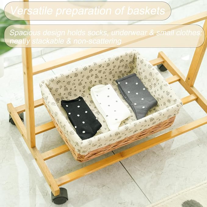 Storage basket,Woven handmade baskets for storage with liners,Rectangle storage bins for shelves,Closet,Organizing (Wicker)