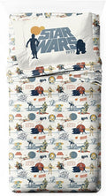 Jay Franco Kids Sheet Set with Fitted, Flat Sheets & Pillow Cover - Ultra-Soft Bedding with Pillowcase for Room Decor, Beige - Star Wars, 3 Piece Twin