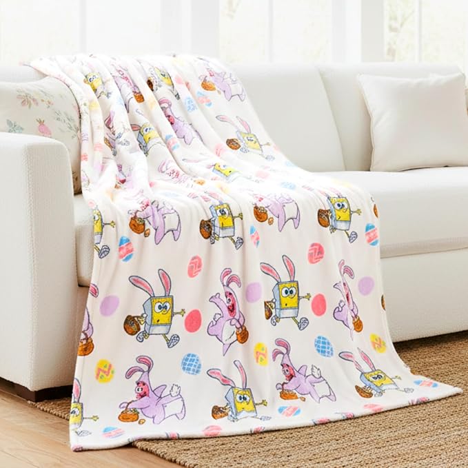 Spongebob Squarepants Fluffy Throw 50 in x 70 in – Soft Plush Lightweight Blanket for Couch, Bed & Travel (100% Officially Licensed Product) by Franco Collectibles
