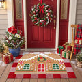 Tinideya 2 Pcs Door Mat Welcome Non Slip Coir Mats Floor Layering Doormats Seasonal for Front Porch Entryway Decor(Gingerbread House)