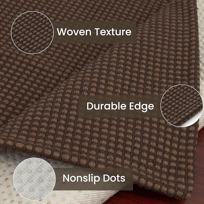 IOHOUZE Washable Runner Rug 2.6x10 Non Slip Rubber Backed Long Hallway Runner Entryway Runner Indoor, Kitchen Rugs Woven Cotton Floor Carpet for Hall Entrance, Brown