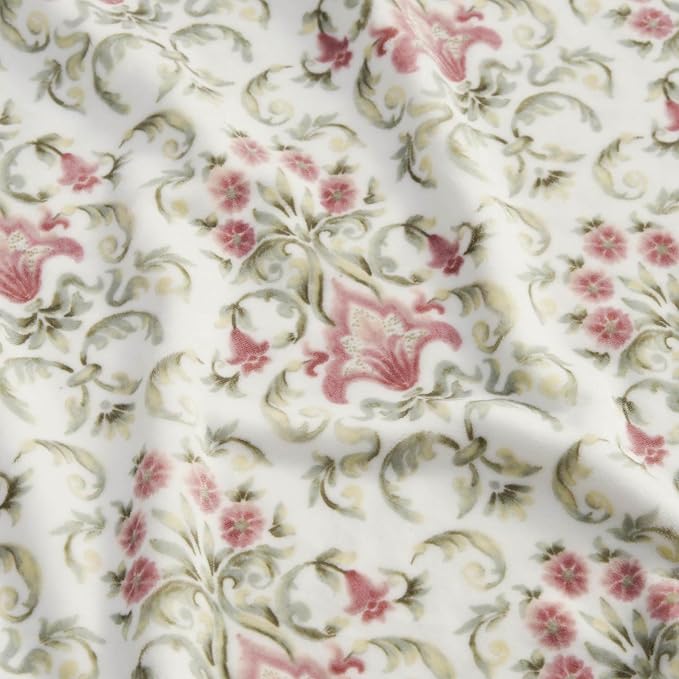 Oversized Plush Throw Blanket 60" x 70", Watercolor Damask Floral Green