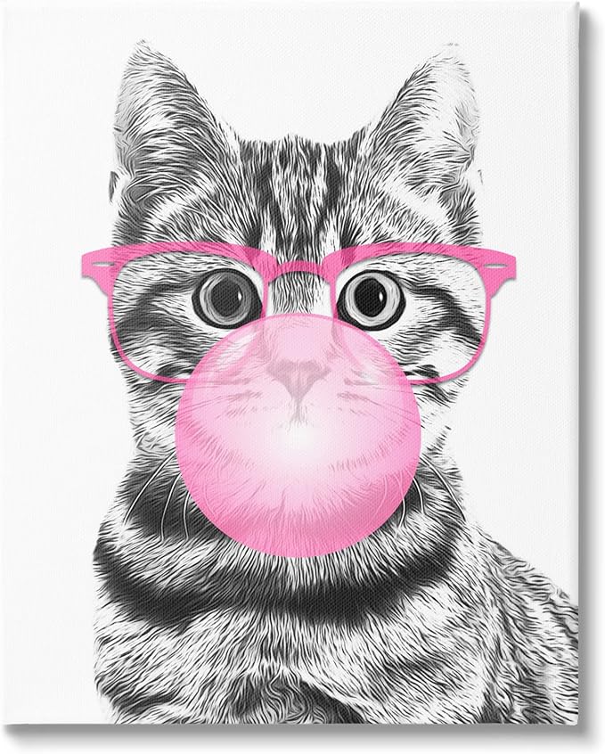 Stupell Industries Adorable Cat Bubble Gum, 36 x 48 Inch Canvas Wall Art | Stupell Industries · By Annalisa Latella · Ready to hang · Whimsical kids room or playroom accent · Made in USA