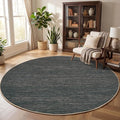 GarveeHome Washable 4ft Easy Jute Round Rug for Living Room Bedroom | Modern Solid Non Slip Circle Rugs Low Pile Indoor Round Area Rugs for Kitchen Nursery Entryway Dorm, Grey