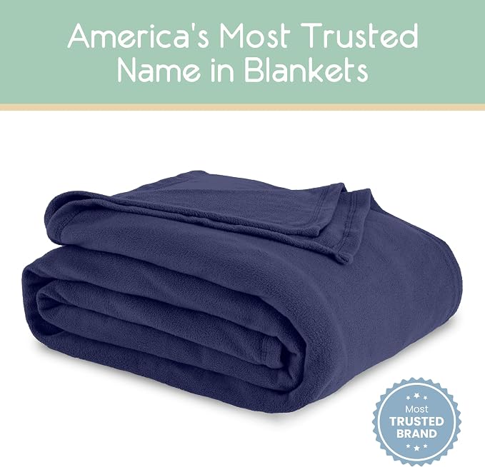 King Size Microfleece Blanket - All-Season Comfort, Supersoft Lightweight Throw for Bed, Couch, Sofa or Travel, Pet-Friendly, Navy