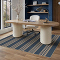 PureCozy Striped Easy Jute Rug 3x5 Blue Entryway Carpet Washable Non Slip Office Door Mat Farmhouse Neutral Non Shedding Small Indoor Outdoor Rug for Bathroom Kitchen Bedroom Living Room