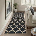 Lahome Moroccan Easy Jute Runner Rug 2x6, Black Outdoor Washable Runner Rugs for Porch Kitchen, Geometric Trellis Woven Long Carpet for Laundry, Thin Non Slip Farmhouse Porch Decor