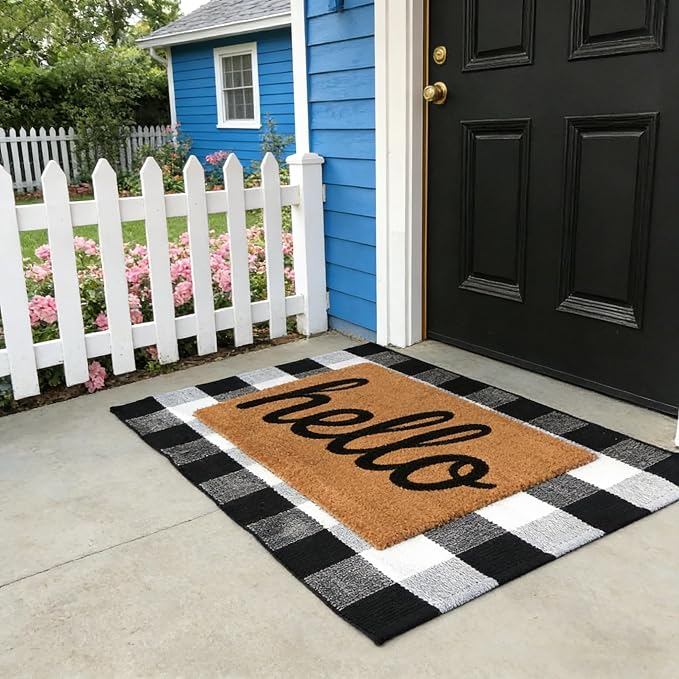 Buffalo Plaid Rug 2'4'' x 3'7'', Black and White Washable Farmhouse Checkered Rug, Non-Slip Indoor Outdoor Floor Mat for Living Room, Bedroom, Entryway, Kitchen, Laundry Room, Patio, Porch