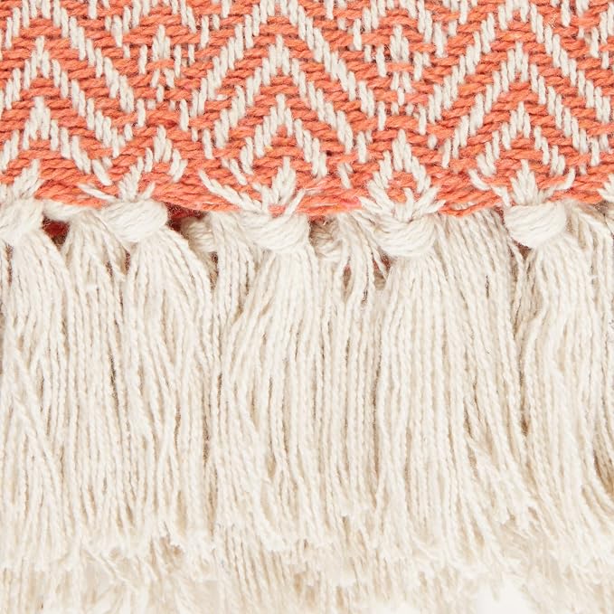 DII Diamond Throw Collection Cotton Woven, 50x60, Spice