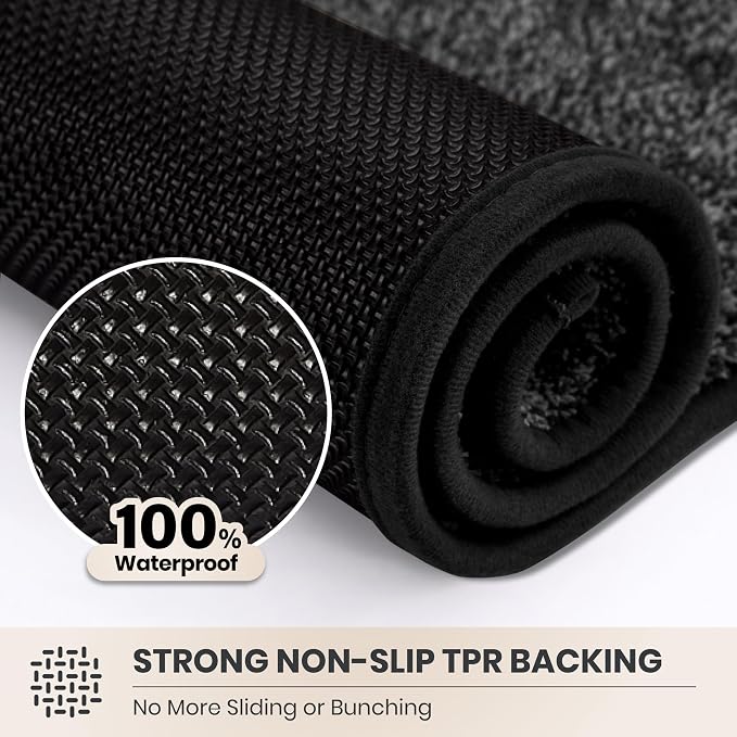 PURRUGS Dirt Trapping Door Mat 48" x 48", Non-Slip Machine Washable Entryway Rug, Dog Doormat, Indoor Front Door Mat, Super Absorbent Entry Rug for Muddy Shoes & Paws, Charcoal