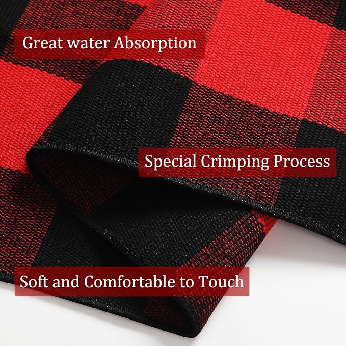 SEEKSEE Buffalo Plaid Outdoor Rug 27.5x43 Red and Black Front Door Mat, Layering Rug for Porch, Christmas Doormat, Front Porch Rug for Outdoor Entrance Entryway Patio Porch Winter Holiday Decor