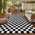 Seavish Checkered Rug, 5x8 Ft Black and White Checkerboard Outdoor Rug | Retro Lightweight Washable Area Rug, Rustic Floor Carpet Decor for Living Room Bedroom Dining Room Patio Porch