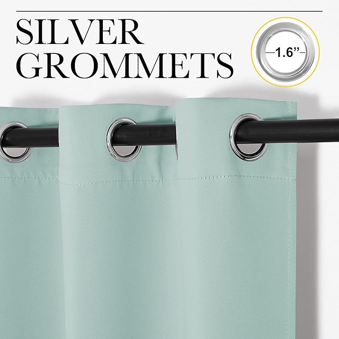 NICETOWN Aqua Blue Blackout Curtains 102" Long for Office, Dining Room, Guest Room, 55" Wide by 102" Long, 2 Pieces, Sound Reducing Heat and Cold Block Curtain Panels for Modern Room Decorative