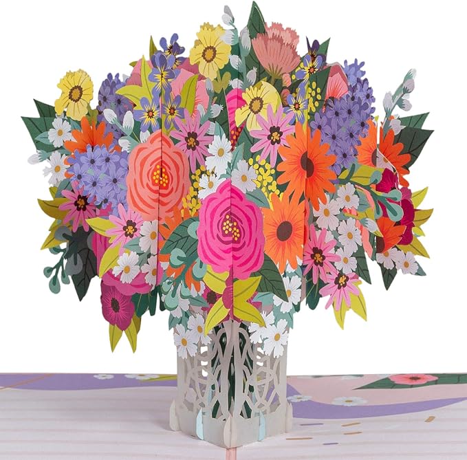 Paper Love Pop Up Cards 2 Pack - Includes 1 Floral Arrangement and 1 Sunflowers, For All Occasions, Mother Day, Birthday, Just Because- Includes Envelope and Note Tag