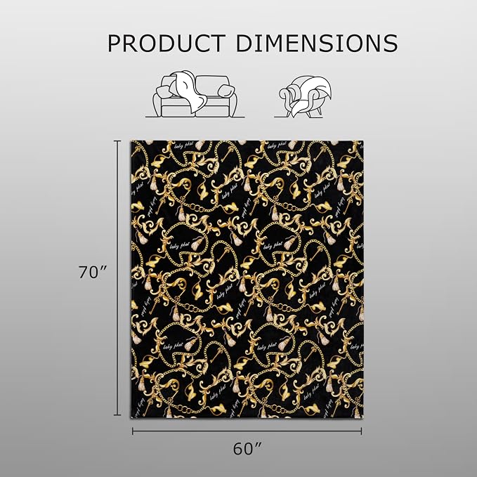 Baby Phat Oversized Plush Throw Blanket 60" x 70", Gold Chains