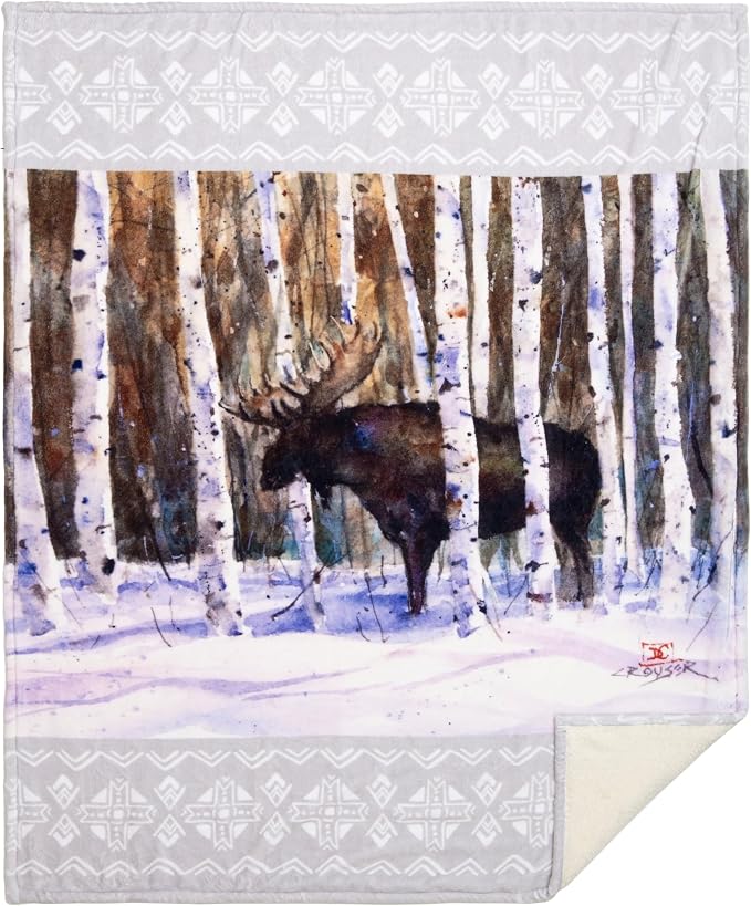 Carstens, Inc. Dean Crouser Plush Sherpa Fleece Oversized Throw Blanket 54" x 68", A Moment's Rest