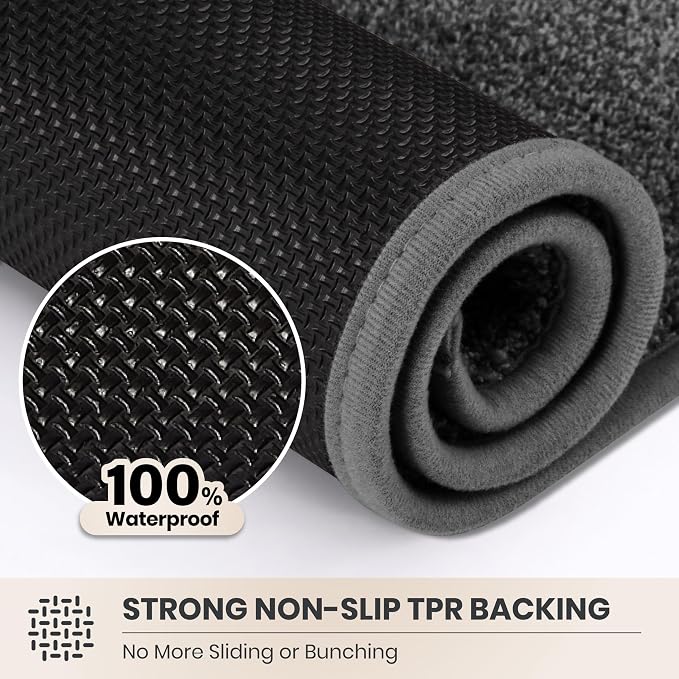 PURRUGS Dirt Trapping Door Mat 31.5" x 47", Non-Slip Machine Washable Entryway Rug, Dog Doormat, Indoor Front Door Mat, Super Absorbent Entry Rug for Muddy Shoes & Paws,Light Grey-Dark Grey
